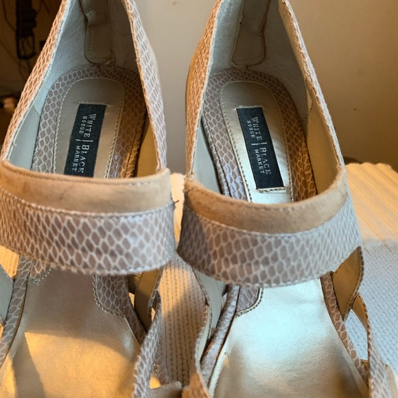 WHBM Nude Suede and snakeskin platform heels - Picture 6 of 8